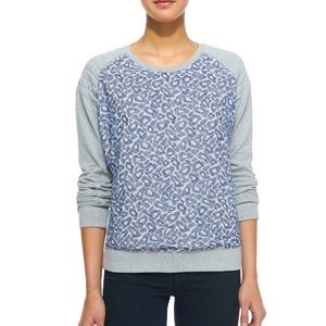 NWT Maison Scotch ASOS Blue Leopard Print Crewneck Sweater Womens Size L